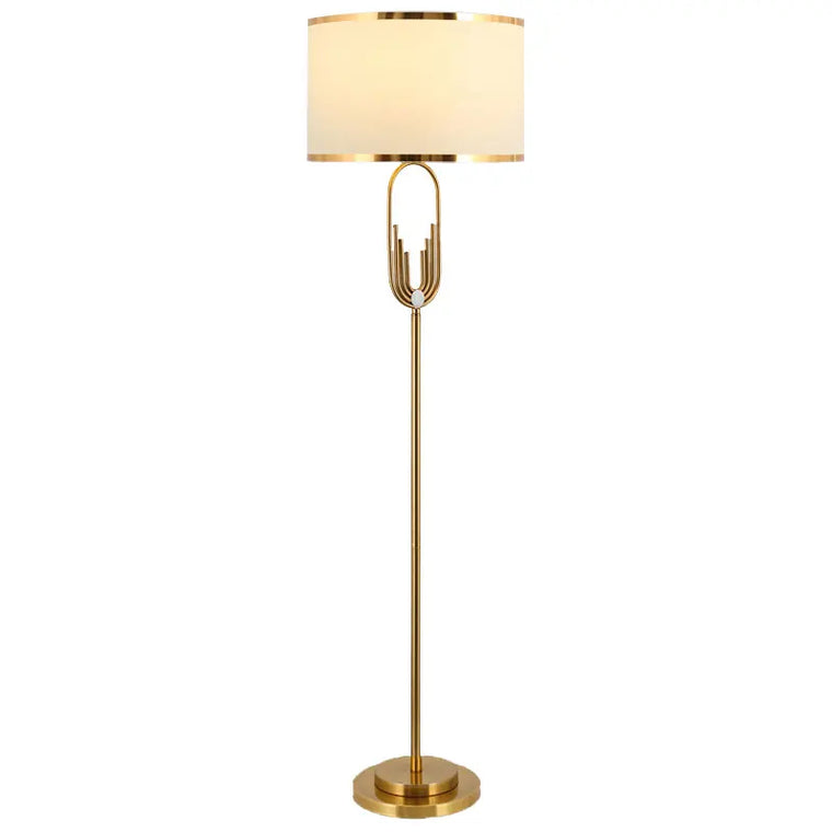 Lampadaire doré, abat-jour blanc, gris ou noir – Menaggio, sur fond blanc