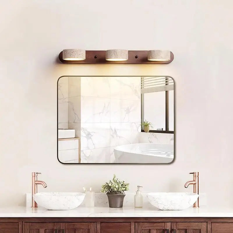 Applique en travertin et bois, orientable, 1 à 4 lumières – Bormio dans un intérieur