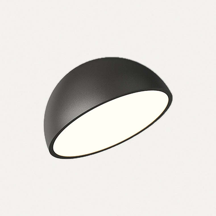 Plafonnier demi-sphère inclinée, noyer, blanc ou noir – Arcachon, finition noir, Ø 20 cm