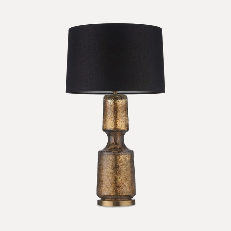 Trevi, lampe à poser pied en verre bronze sculpté, abat-jour noir