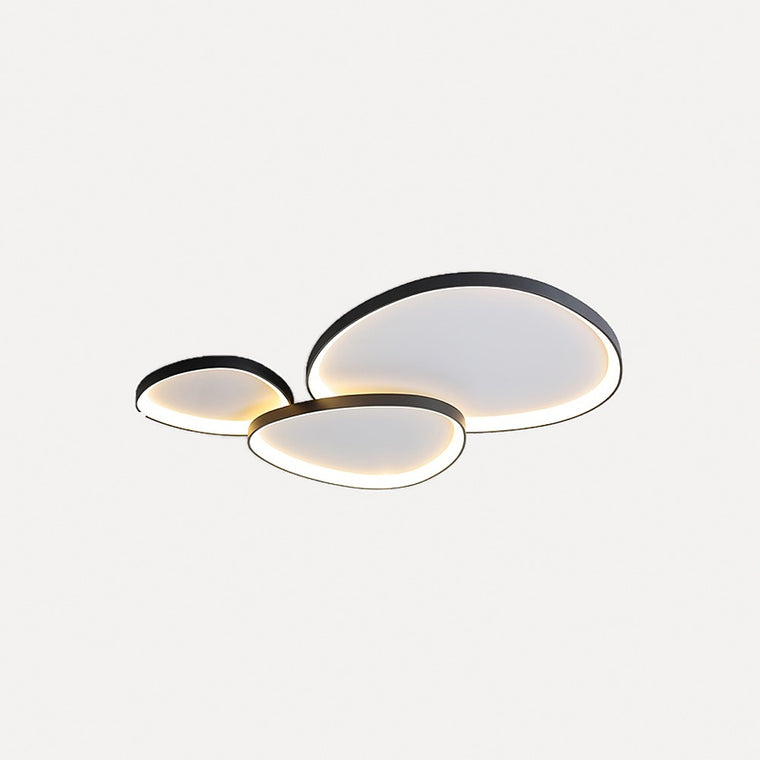 Plafonnier LED galets, blanc ou noir, un ou trois galets – Bozouls, finition noir, trois galets 90 × 60 cm