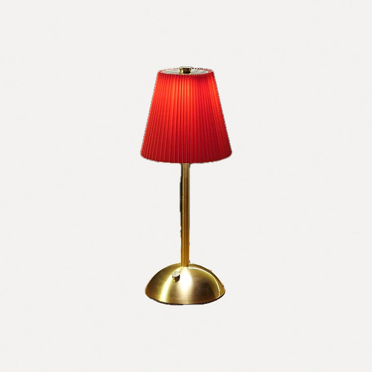 Lampe sans fil à abat-jour plissé, rouge, grège ou bleu – Cavalaire, finition rouge