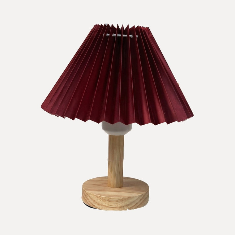 Collonges, petite lampe abat-jour plissé et pied en bois, Bordeaux