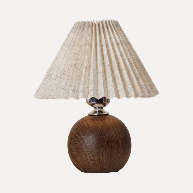 Conques, lampe abat-jour plissé et pied boule en bois, Default Title