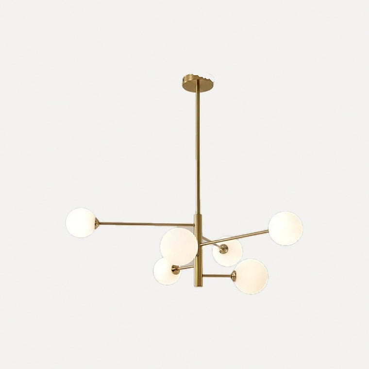 Lustre moléculaire à globes de verre, 6 ou 8 lumières – Montefalco, finition six lumières, doré / Verre transparent