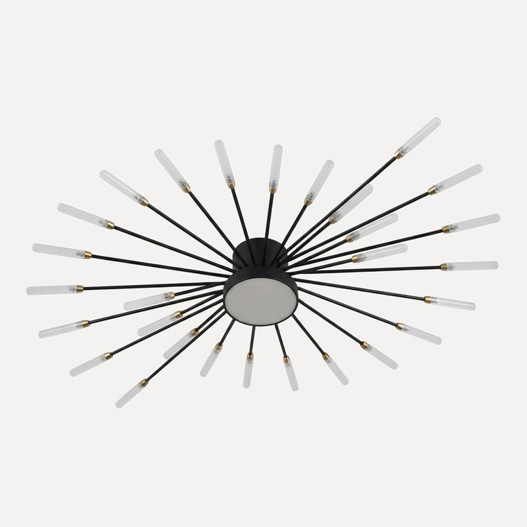 Valensole, plafonnier led feu d'artifice, Cœur lumineux, noir, 28 branches, Ø 105 cm