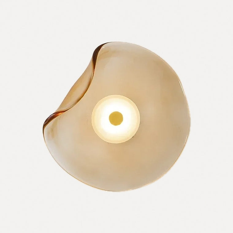 Applique disque de verre ondulé cognac, fumé ou lavande – Vejer, sur fond blanc