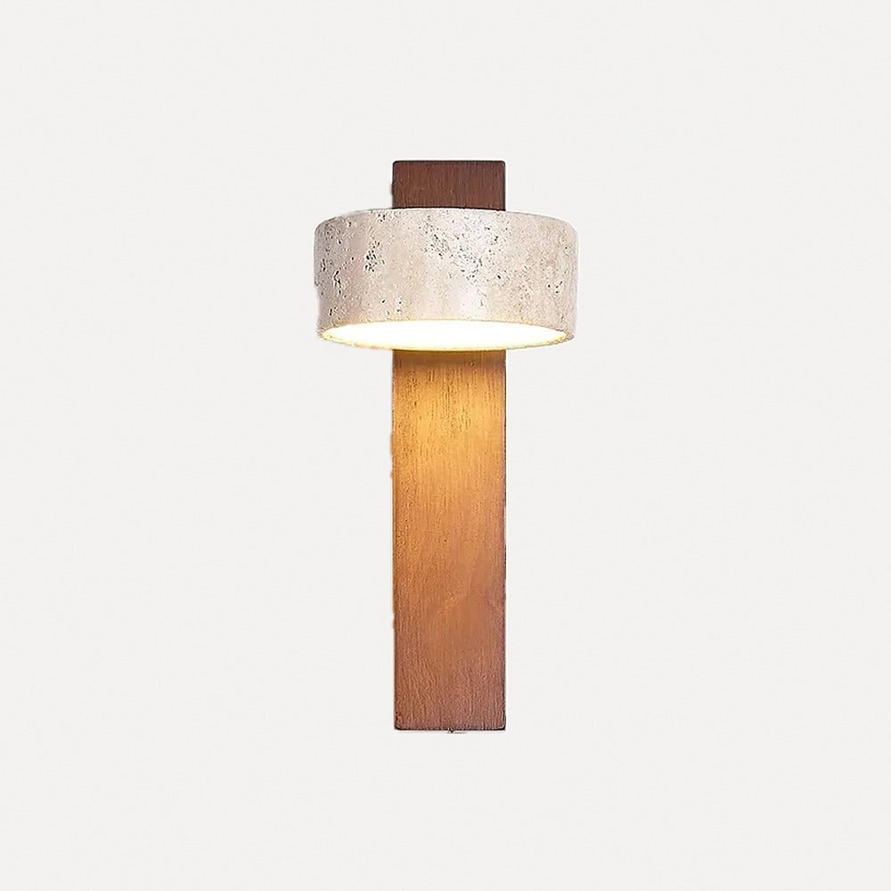 Applique en travertin et bois, orientable, 1 à 4 lumières – Bormio, finition noyer, 1 lumière verticale