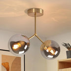 Plafonnier boules de verre, doré ou noir, 1 à 5 feux – Bercy, finition doré