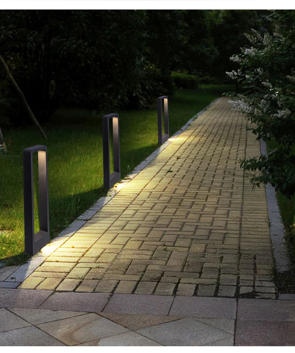 Borne de jardin cadre en aluminium noir, 30 à 80 cm – Soulac, vue d’ambiance