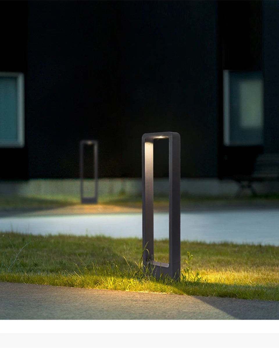 Borne de jardin cadre en aluminium noir, 30 à 80 cm – Soulac, vue d’ambiance