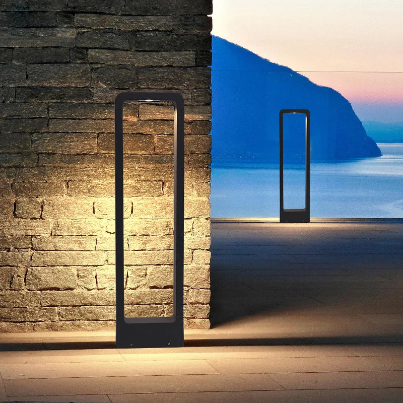 Borne de jardin cadre en aluminium noir, 30 à 80 cm – Soulac, vue d’ambiance