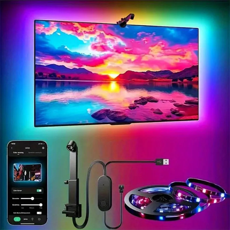 Rétroéclairage TV RGBIC avec caméra, appli et télécommande – Luçon