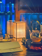 Lampe à poser lanterne en bambou, style japonais – Hakata, vue d’ambiance