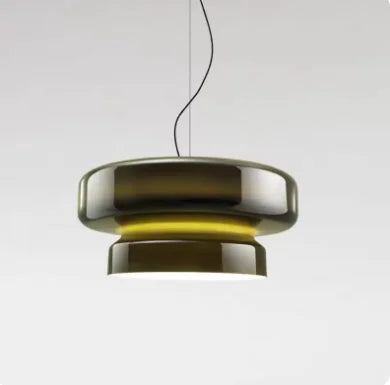 Suspension en verre coloré superposé rouge, vert ou violet – Úbeda, finition vert, Ø 36 cm