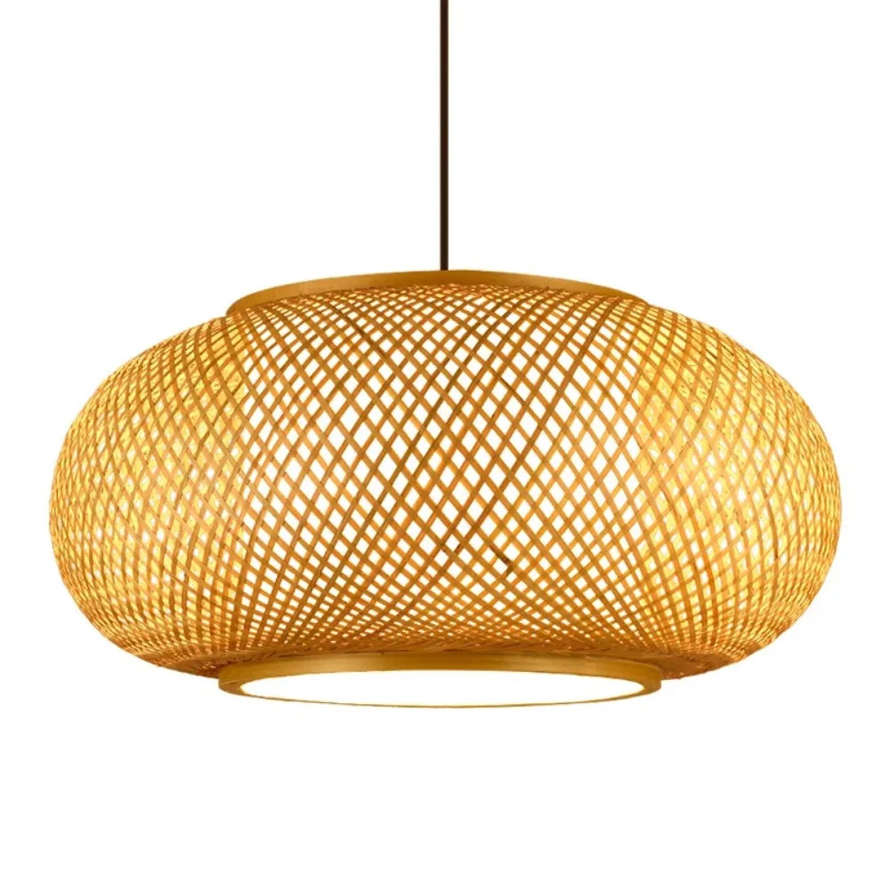 Suspension lanterne en bambou tressé – Gujo, sur fond blanc
