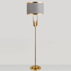 Lampadaire doré, abat-jour blanc, gris ou noir – Menaggio, finition doré, abat-jour gris