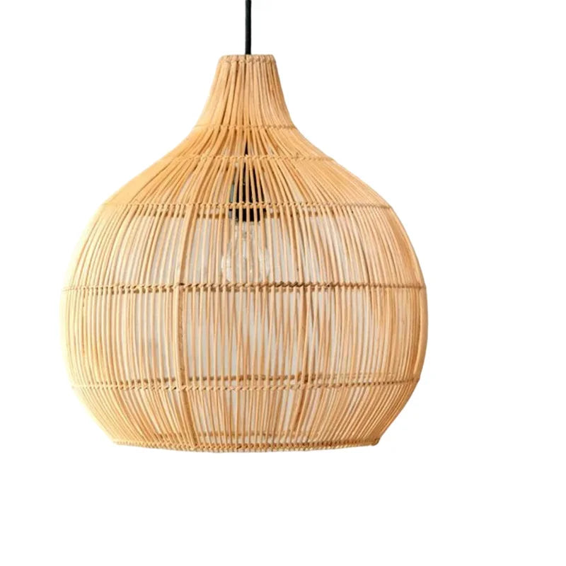 Suspension gourde en rotin tressé, bohème – Mazan, finition rotin naturel / Ø 50 cm / Noir