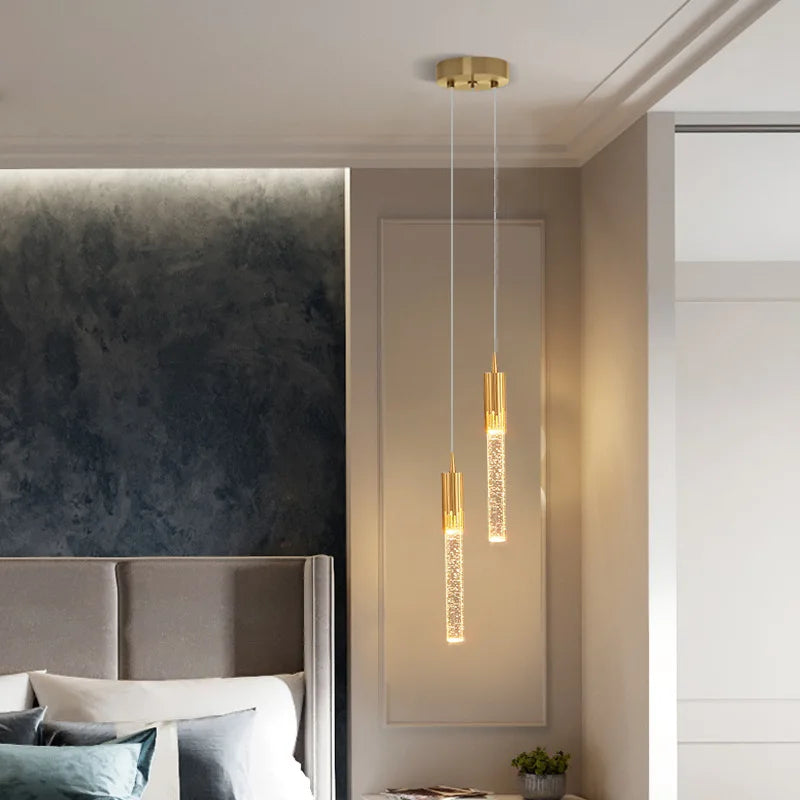 Suspension tube effet cristal à bulles – Trianon dans un intérieur
