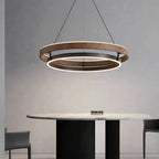 Suspension anneau LED effet noyer – Kumano dans un intérieur