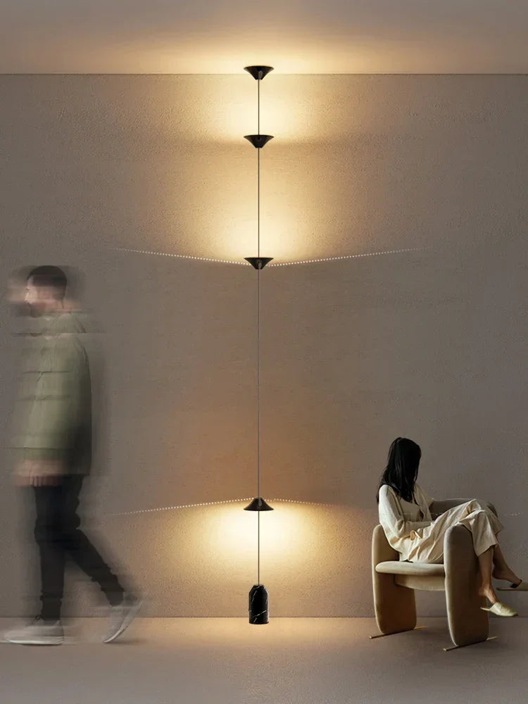 Pradelles, cônes de lumière sur câble tendu, en situation