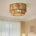 Plafonnier double en corde de chanvre, Ø 45 cm – Saorge, vue d’ambiance