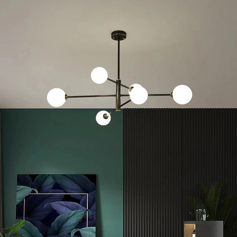 Lustre moléculaire à globes de verre, 6 ou 8 lumières – Montefalco, vue d’ambiance