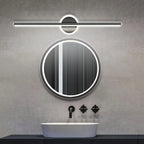 Applique LED barre fine et disque, noir ou doré, 40 à 80 cm – Saturnia, vue d’ambiance