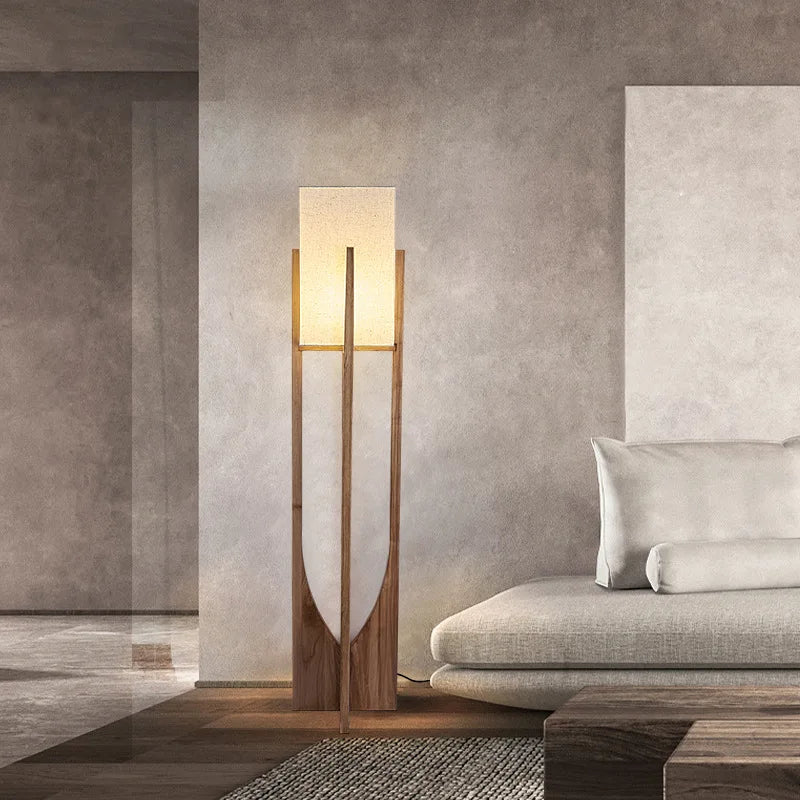 Lampadaire lanterne japonaise en bois massif – Ogimachi, vue d’ambiance
