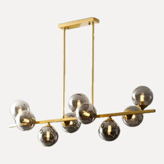 9 globes, verre gris, 95 cm