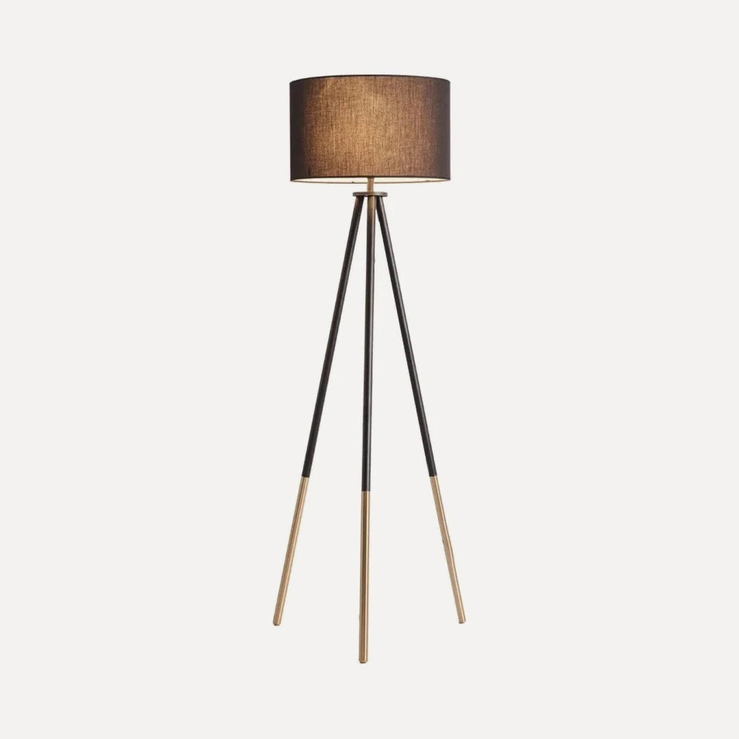 Lampadaire trépied, abat-jour tambour lin, blanc ou noir – Castellane