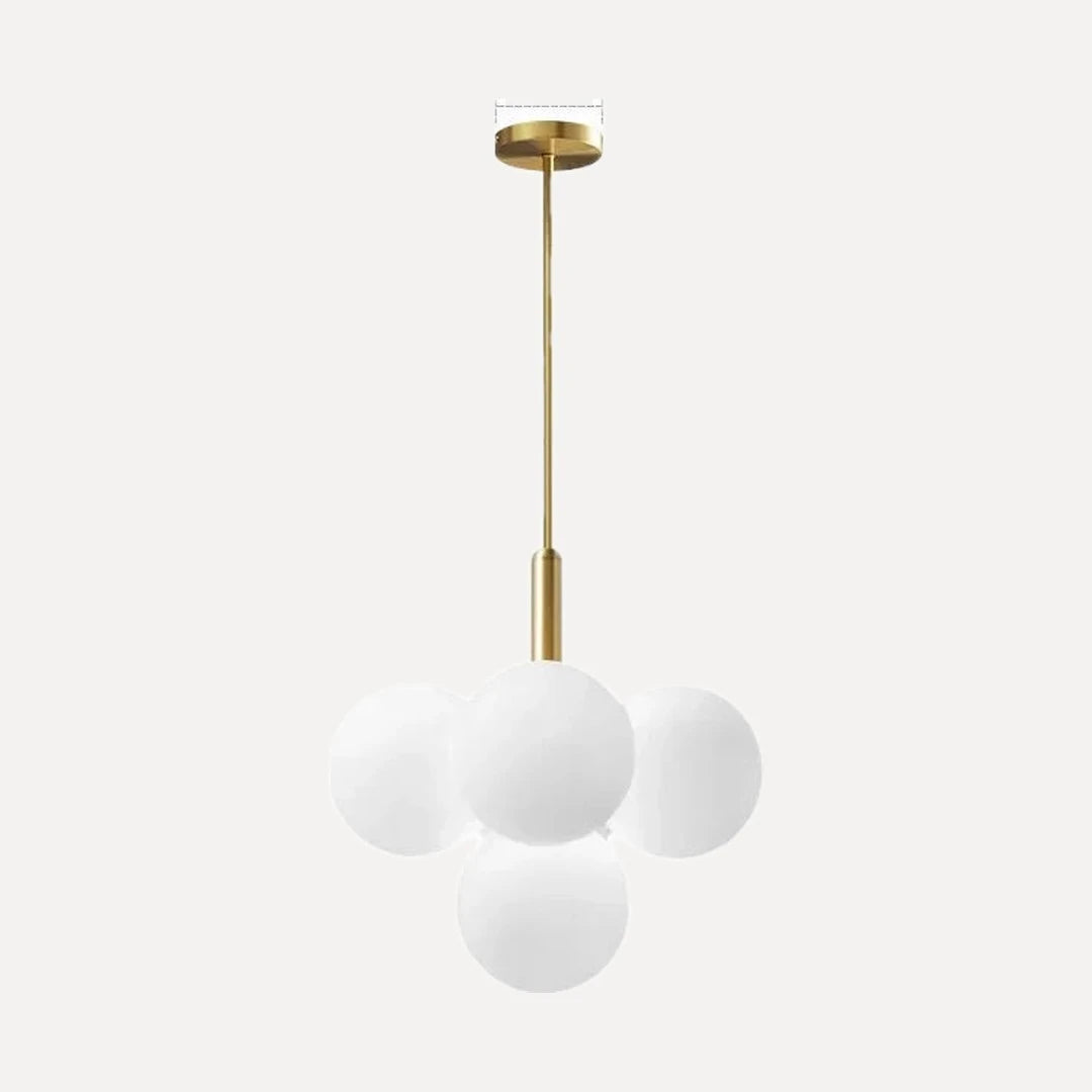 Sully, grappe de globes de verre opalin, doré, 5 globes, ø 42 cm