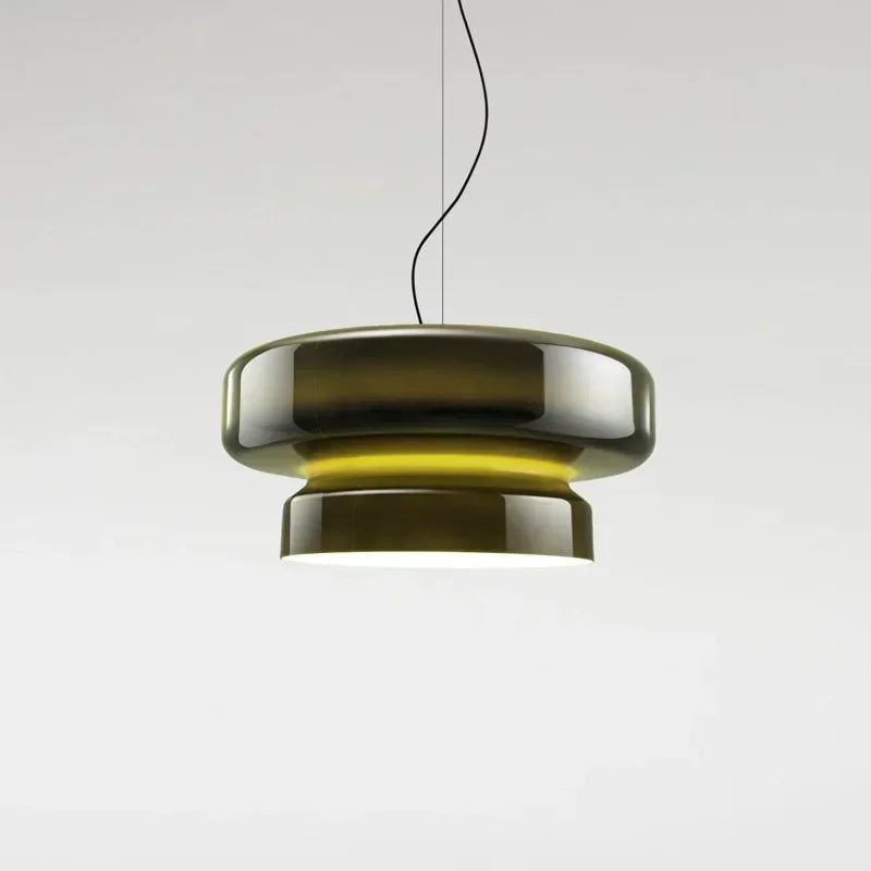 Suspension en verre coloré superposé rouge, vert ou violet – Úbeda, sur fond clair