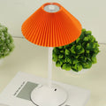 Lampe sans fil abat-jour plissé, six couleurs, tactile – Obernai, finition pied blanc, abat-jour orange