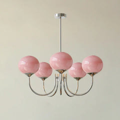 Chromé, 5 globes roses