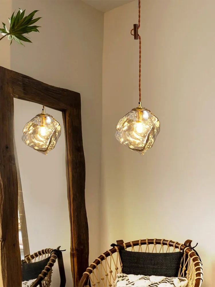Suspension glaçon en verre, cognac, fumé ou transparent – Hakuba, vue d’ambiance