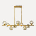 Vigny, ligne de globes de verre, gris ou ambré, 9 globes, verre ambré, 95 cm