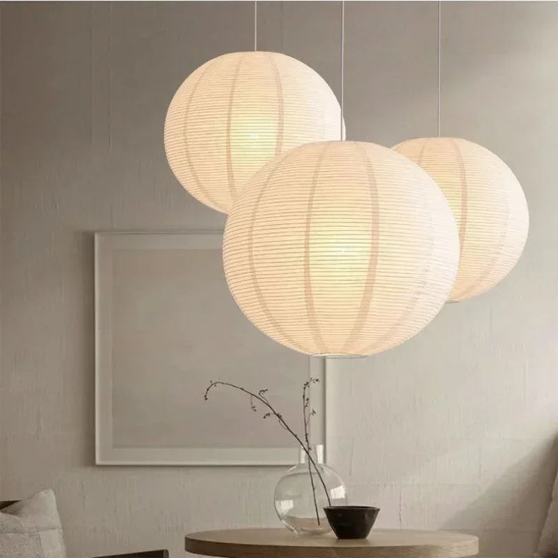 Suspension boule en papier de riz, style japonais – Kamakura allumée