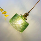 Suspension rampe en verre ciselé, 3 ou 4 lumières – Goudargues allumée