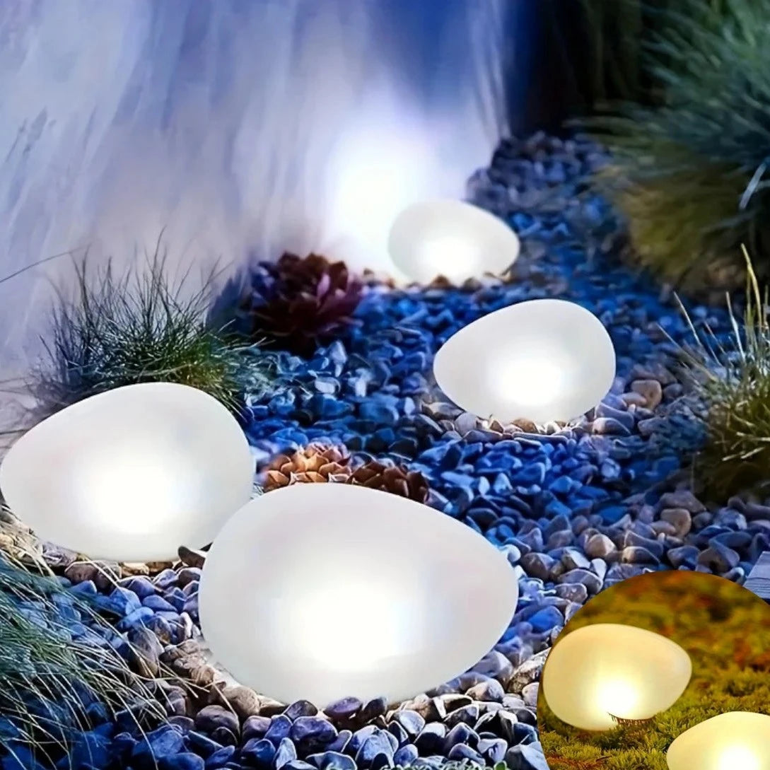 Pierre lumineuse solaire pour jardin, blanc chaud – Molène