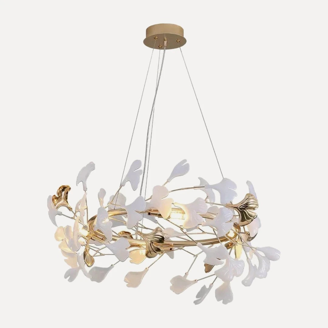 Lustre feuilles de ginkgo, rond ou long, 60 à 100 cm – Chamarande