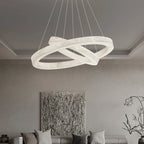 Suspension anneau effet albâtre, LED intégrée – Urbino dans un intérieur