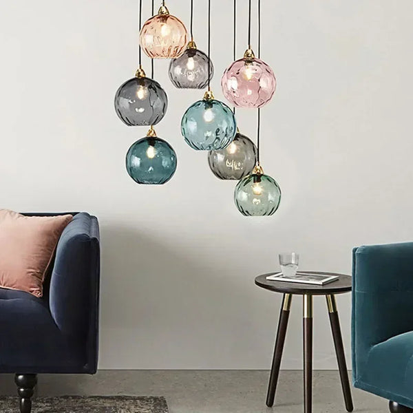 Suspension globes en verre coloré, 1 à 5 lumières – Positano