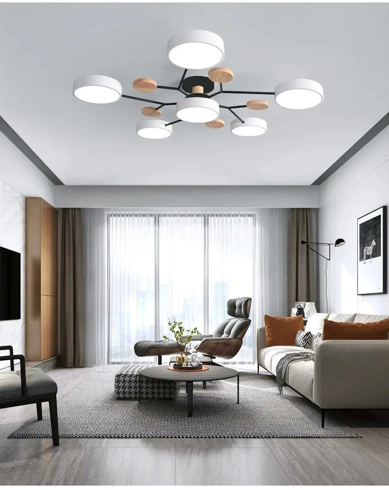 Plafonnier lustre à disques LED, 5 ou 6 lumières – Talcy dans un intérieur