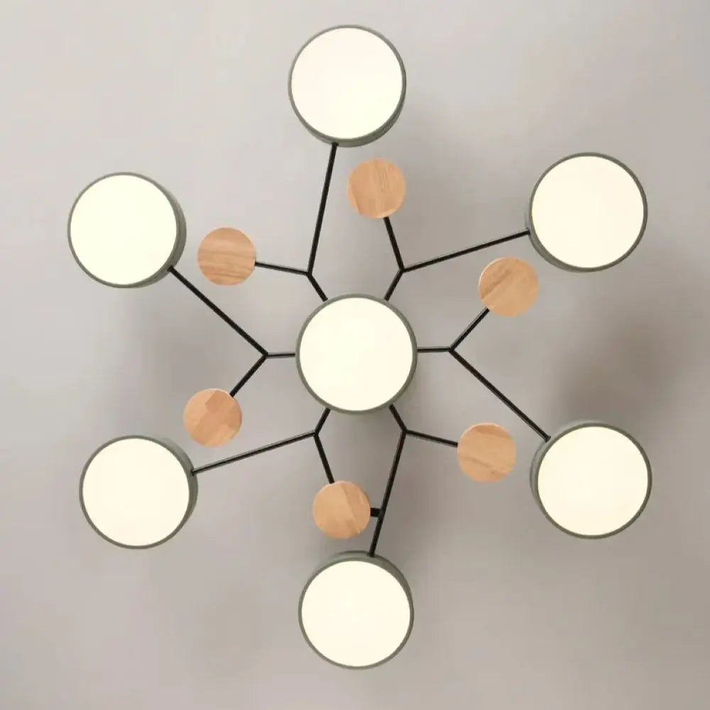 Plafonnier lustre à disques LED, 5 ou 6 lumières – Talcy allumé