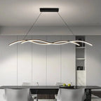 Suspension LED double vague, blanc ou noir, 90 à 150 cm – Atrani, vue d’ambiance
