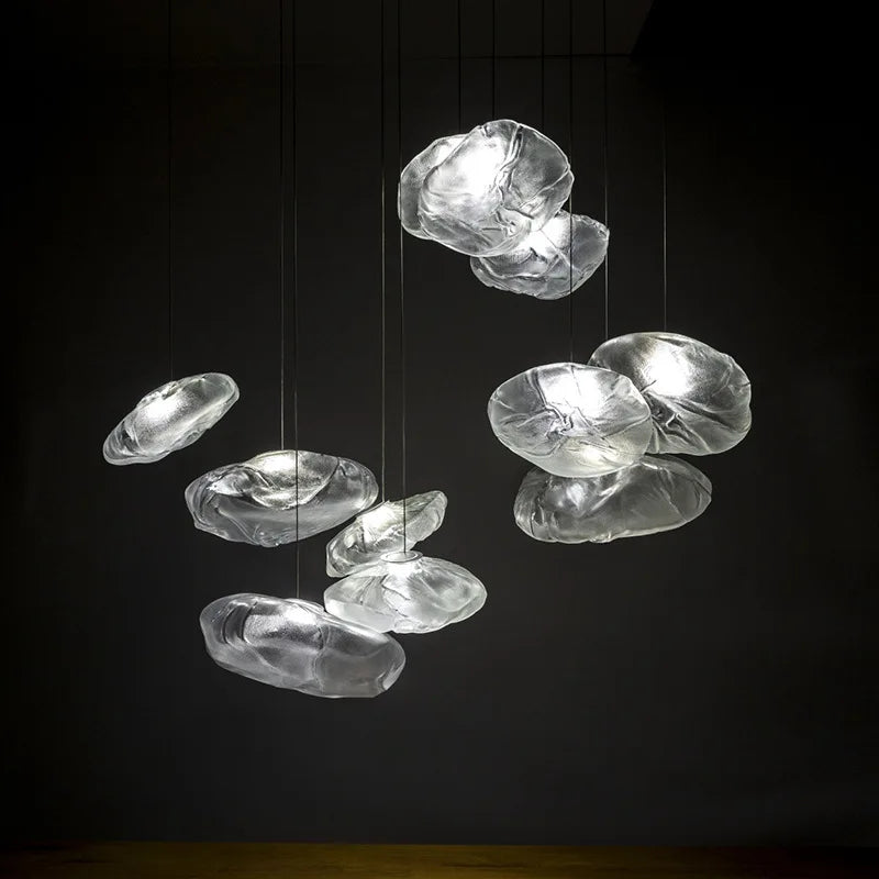 Suspension galet de verre ambré, transparent ou fumé – Bosa, sur fond clair
