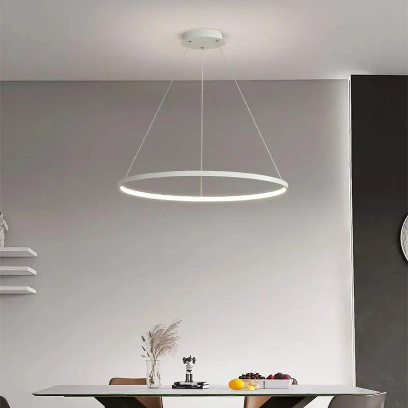 Suspension anneau de lumière LED, Ø 40 à 100 cm – Ermenonville, vue d’ambiance
