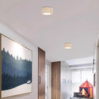 Petit plafonnier effet pierre jaune, Ø 11 cm – Saumane dans un intérieur