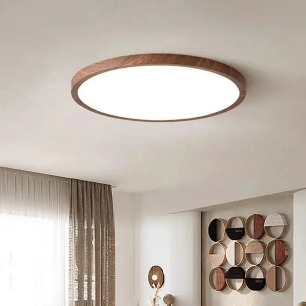 Plafonnier extra-plat cerclé de bois, Ø 30 ou 40 cm – Kitami